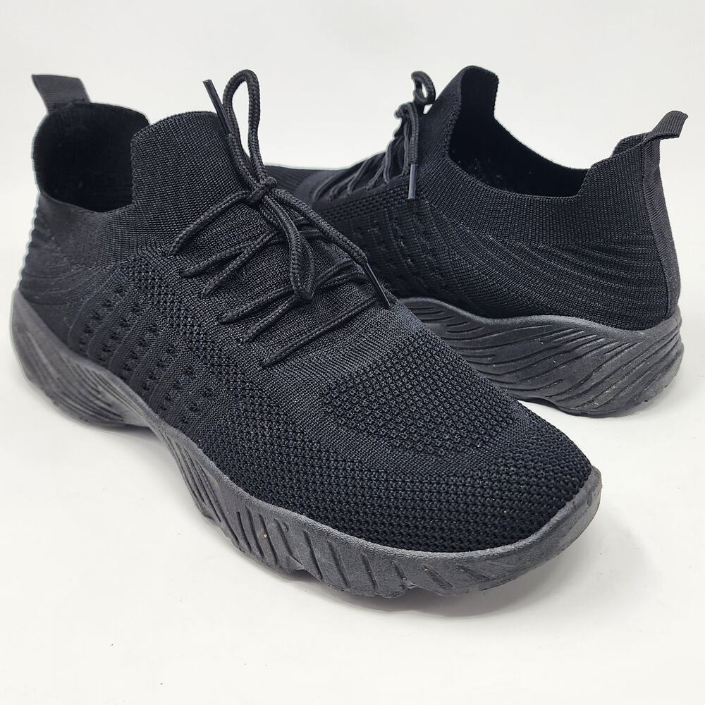 Wild Diva Sneakers Women 10 Black Knit Running Shoes Comfort Stretch